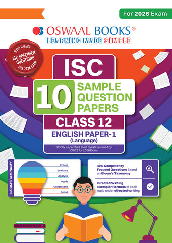 ISC 10 Sample Question Papers Class 12 English Paper-1 (Language) for Board Exam 2026 (Strictly aligned with CISCE Latest Specimen Paper 2026), Competency-Based Questions, Mind Maps, Solved MCQs, Revision with Explanations & Board Marking Scheme