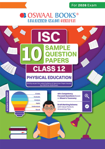 ISC 10 Sample Question Papers Class 12 Physical Education for Board Exam 2026 (Strictly aligned with CISCE Latest Specimen Paper 2026), Competency-Based Questions, Mind Maps, On-Tips Notes, Solved MCQs & Board Marking Scheme