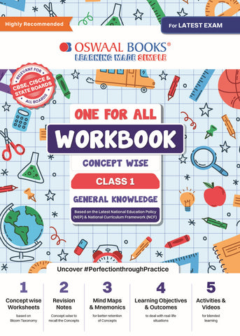Oswaal One for All Workbook with Practice Worksheets Class 1- General Knowledge I As per NEP & NCF (NCERT) I Useful for CBSE & ICSE I Build Curiosity & Awareness Through Fun Activities