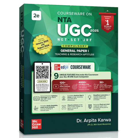 UGC NET Paper 1 2026 by Arpita Karwa | Concepts + 4000 PYQs (2014 – June 2025) | 120+ Author Video Lectures | 50+ Mock Tests | Print book + Colour eBook + Digital Resources on McGraw Hill Edge