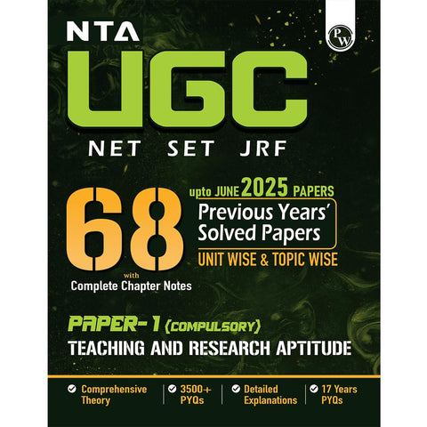 PW NTA 68 UGC NET Paper 1 (Teaching & Research Aptitude) Previous Year Solved Papers with Complete Chapter Notes I Unitwise and Topicwise | 17 Years PYQs upto June 2025 I NET, JRF, SET
