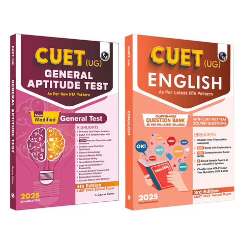 PW CUET (UG) General Aptitude Test and English 2025 Combo Set of 2 Books l Chapterwise & Topicwise Question Bank with Past Year Questions and Mock Tests [Paperback] PW