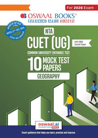 Oswaal NTA CUET (UG) 10 Mock Test Papers Geography For 2026 Exam (Section –II) (as per latest 27 Dec., notification) | 500+ MCQs for Practice | Includes 2025 Paper- fully solved | With Oswaal AI