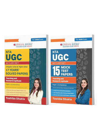 Oswaal NTA UGC NET/ JRF/ SET 17 Chapter-wise & Topic-wise Solved Papers (2009-2025) | Teaching & Research Aptitude General Paper-1 + 15 Mock Test Papers | (Compulsory) (Set of 2 Books) | For 2026 Exam