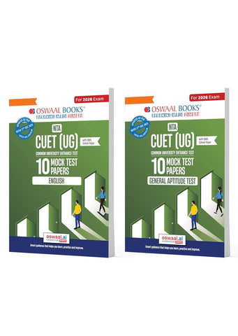 Oswaal NTA CUET (UG) Mock Test Papers | English & General Aptitude Test (Set of 2 Books) | For 2026 Exam (Section –II) (as per latest 27 Dec., notification) Includes 2025 solved Paper | With Oswaal AI