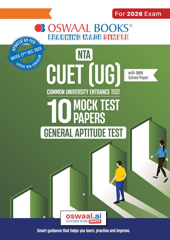 Oswaal NTA CUET (UG) 10 Mock Test Papers General Aptitude Test For 2026 Exam (Section-II)(as per latest 27 Dec., notification)|550+ MCQs for Practice|Includes 2025 Paper- fully solved|With Oswaal AI