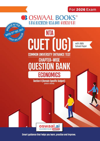 Oswaal NTA CUET (UG) Chapter-wise Question Bank Economics For 2026 Exam (as per latest 27 Dec., notification) | PYQs & 700+ NCERT aligned MCQs |With Oswaal AI