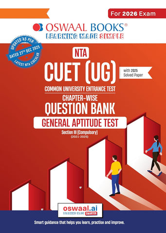 Oswaal NTA CUET (UG) Chapter-wise Question Bank General Aptitude Test For 2026 Exam (as per latest 27 Dec., notification) | PYQs & 950+ NCERT aligned MCQs |With Oswaal AI