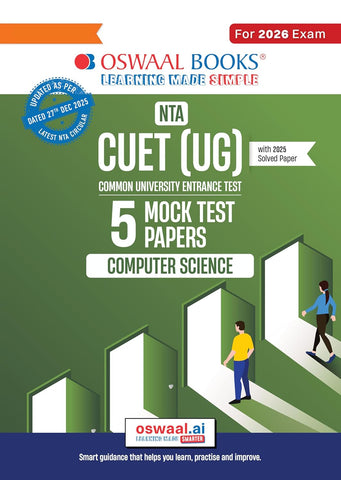 Oswaal NTA CUET (UG) 5 Mock Test Papers Computer Science For 2026 Exam (Section –II) (as per latest 27 Dec., notification) |300+ MCQs for Practice|Includes 2025 Paper- fully solved | With Oswaal AI