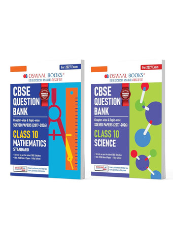Oswaal CBSE Question Bank Maths Standard | Science (Set of 2 Books) For Class 10 Chapterwise and Topicwise SOLVED PAPERS With Mind Maps & Revision Notes For 2027 Exam