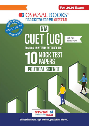 Oswaal NTA CUET (UG) 10 Mock Test Papers Political Science For 2026 Exam (Section –II) (as per latest 27 Dec., notification) |500+ MCQs for Practice|Includes 2025 Paper- fully solved | With Oswaal AI
