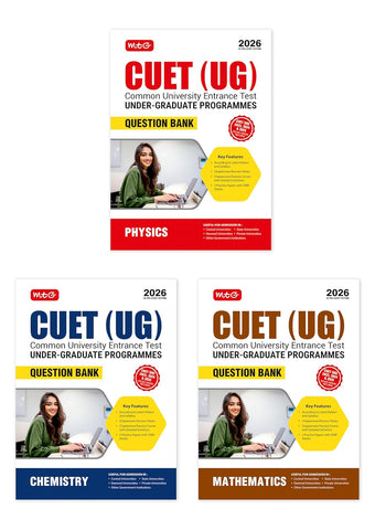 MTG NTA CUET (UG) Question Bank Physics, Chemistry & Mathematics For 2026 Exam | Chapter-wise Notes, Practice Papers with OMR Sheets | CUET Books As Per Latest Pattern & Syllabus (Set of 3)