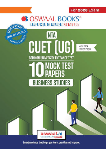 Oswaal NTA CUET (UG) 10 Mock Test Papers Business Studies For 2026 Exam (Section –II) (as per latest 27 Dec., notification) | 500+ MCQs for Practice | ... 2025 Paper- fully solved | With Oswaal AI