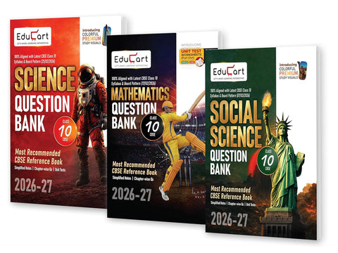 Educart CBSE Question Bank Class 10 Bundle - Science, Mathematics and Social Science 2026-27 Product Bundle – 12 March 2026