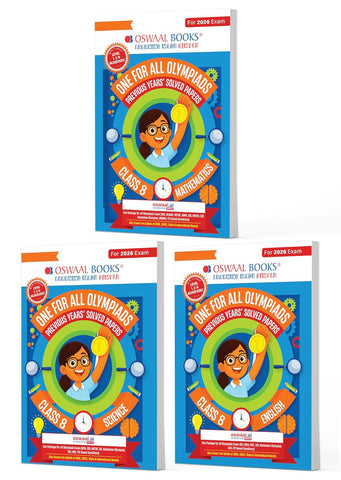 Oswaal One for All Olympiads | Class 8 Maths, Science, English | Chapter-wise Previous Years' Solved Papers | Prep-Guide With Level 1, 2 & Achievers Section (Set of 3 Books) For 2026 Exam