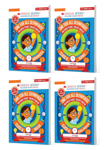 Oswaal One for All Olympiads | Class 8 Maths, Science, English, GK | Chapter-wise Previous Years' Solved Papers | Prep-Guide With Level 1, 2 & Achievers Section (Set of 4 Books) For 2026 Exam