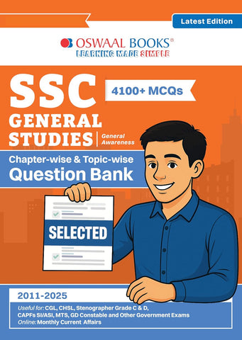 Oswaal SSC (Staff Selection Commission) General Studies 4100+ MCQs Tier-1 | Chapter-wise & Topic-wise Question Bank (2011 to 2025) | For 2026 Exam