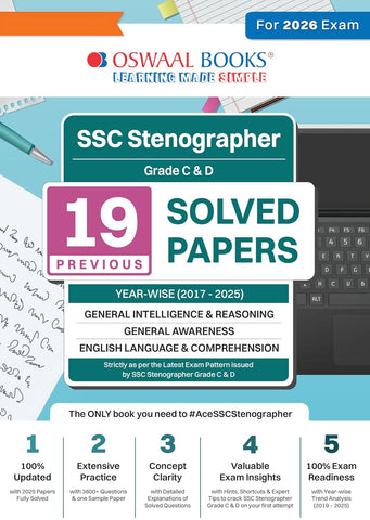 Oswaal SSC Staff Selection Commission Stenographer Grade C & D 19 Previous Years Solved Papers (2017 to 2025) (For 2026 Exam)