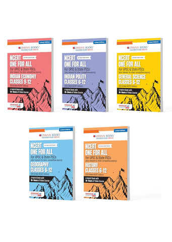 Oswaal NCERT One for All Book For UPSC and State PSCs History, Geography, General Science, Indian Polity and Indian Economy (Set of 5 Books) Old and New NCERT Edition, Latest Edition