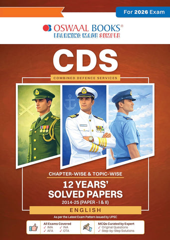 Oswaal CDS Chapter-wise & Topic-wise 12 Years' Solved Papers 2014-2025 (I &II) | - English