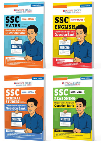 Oswaal SSC (Staff Selection Commission) Mathematics, English, General Studies & Reasoning 15000+ MCQs Tier-1 | Chapter-wise & Topic-wise Question Bank (2011 to 2025) |(Set of 4 Books) For 2026 Exam