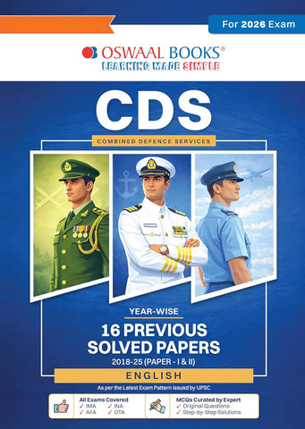 Oswaal CDS (Combined Defence Services) 16 Solved Papers Year-wise 2018-2025 (I & II) | English