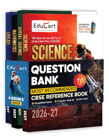 Educart CBSE Question Bank Class 10 Bundle - Science, Mathematics, Social Science and English 2026-27