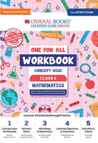 Oswaal One for All Workbook with Practice Worksheets Class 3 – Maths | As per NEP & NCF (NCERT) | Useful for CBSE & ICSE | Strengthen Concepts & Problem-Solving Skills