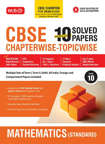 CBSE 10 Years (2025-2016) Chapterwise Topicwise Solved Papers Class 10 Mathematics Standard Book – CBSE Champion For 2026 Exam | Video Solution of PYQs (Based on Latest Pattern)