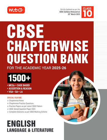 MTG CBSE Chapterwise Question Bank Class 10 English Language & Literature For 2026 Board Exam | As Per Latest CBSE Syllabus Released on 28 March 2025