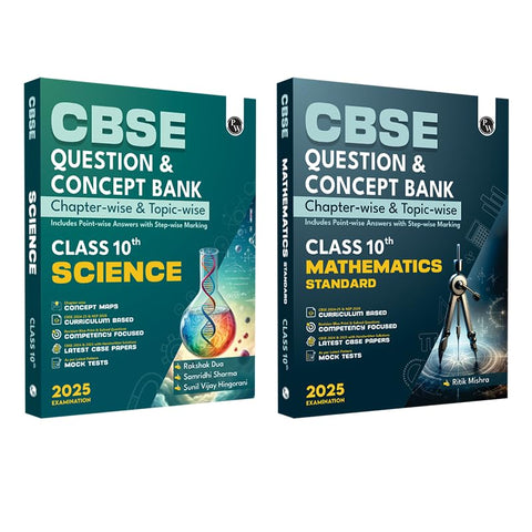 PW CBSE Question and Concept Bank (QCB) Class 10 Science and Mathematics (Standard) Combo Set of 2 Books For 2025 Board Exams