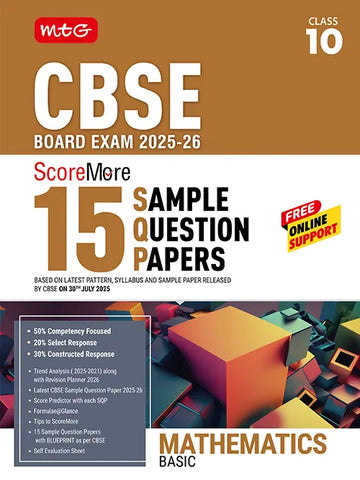 CBSE ScoreMore 15 Sample Question Papers Class 10 Mathematics Basic Book For 2026 Board Exam