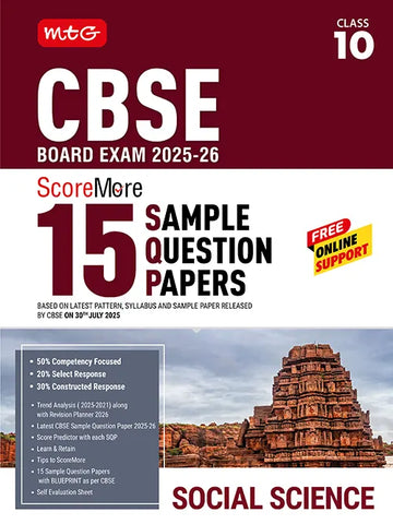 CBSE ScoreMore 15 Sample Question Papers Class 10 Social Science Book For 2026 Board Exam