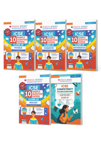 ICSE Class 10, 10 Sample Question Papers + Competency Focussed Questions Physics, Chemistry, Maths, Biology (Set of 5 Books) for 2026 Board Exams