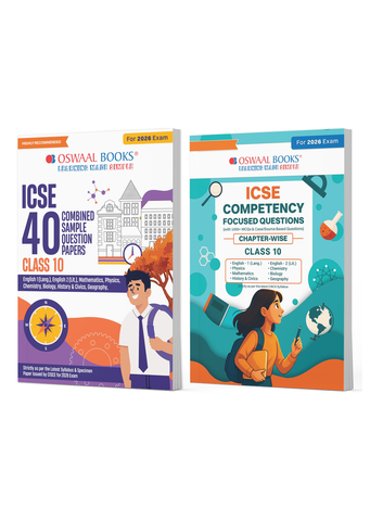 ICSE Class 10, 40 Combined Sample Question Papers + Competency Focussed Questions Physics, Chemistry, Maths, Biology, English Paper-1, English Paper-2, History& Civics, Geography (Set of 2 Books) for 2026 Board Exams