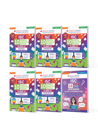ISC Class 12, 10 Sample Question Papers + 10 Previous Years' Solved Papers PCM- Physics, Chemistry, Maths, English-1, English-2 (Set of 6 Books) for 2026 Board Exams