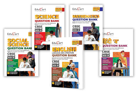 Educart CBSE Question Bank Class 10 Bundle   Science, Mathematics, Social Science and English on New Syllabus 2025 26 (Introducing Unit Test Worksheets for 2026 Boards)