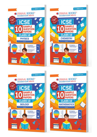 ICSE 10 Sample Question Papers Class 10 Physics, Chemistry, Biology & Maths (Set of 4 Books) For 2026 Exam (Based On The Latest CISCE/ICSE Specimen Paper), With Competency-Based Questions, Mind Maps, On-Tips Notes, Solved MCQs, Revision with Explanations