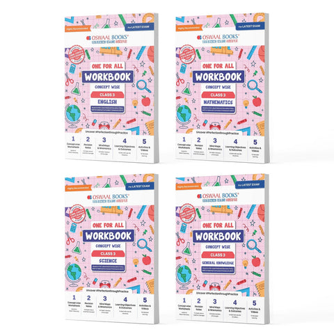 One For All Workbook Concept Wise Class-3 English, Math, Science & General Knowledge (Set Of 4 Books) (For Latest Exam)