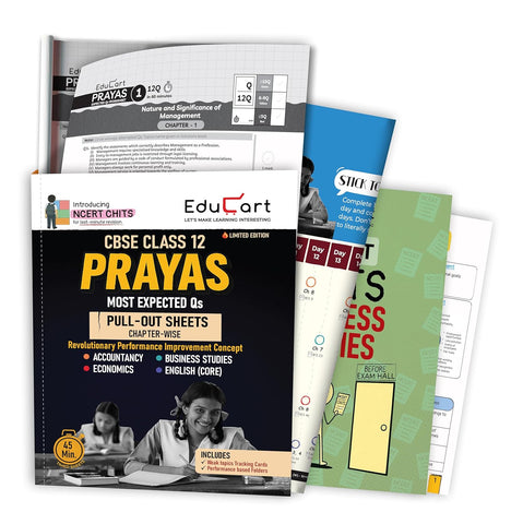 Educart PRAYAS CBSE Class 12 Accountancy, Business Studies, Economics, and English Core (Introducing revolutionary marks increment concept - NCERT CHITS)