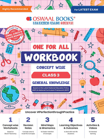 Oswaal One for All Workbook with Practice Worksheets Class 3 – General Knowledge | As per NEP & NCF (NCERT) | Useful for CBSE & ICSE | Build Awareness, Observation & Thinking Skills