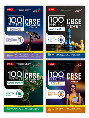 100 Percent For Class 10 CBSE Board Exam 2025-26 Maths-Science-Social Science-English Combo